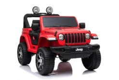 ES-Toys Kinder Elektroauto Jeep Wrangler Rubicon EVA Reifen Allrad lizenziert rot