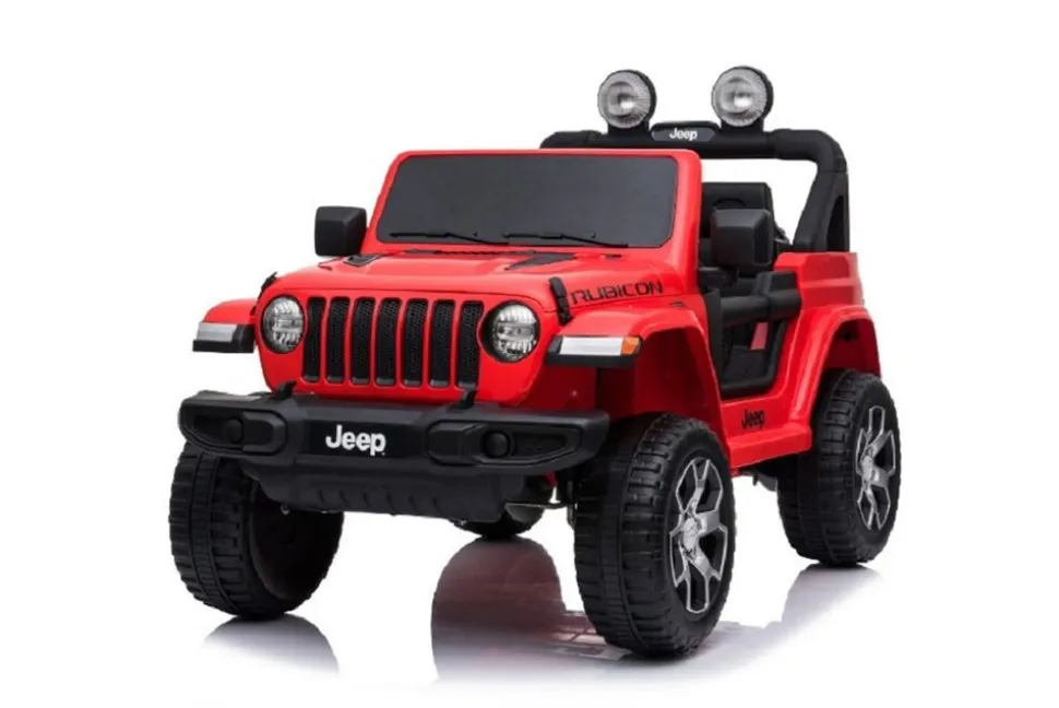 ES-Toys Kinder Elektroauto Jeep Wrangler Rubicon EVA Reifen Allrad lizenziert rot