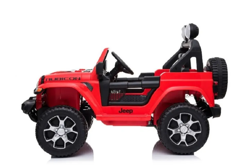ES-Toys Kinder Elektroauto Jeep Wrangler Rubicon EVA Reifen Allrad lizenziert rot