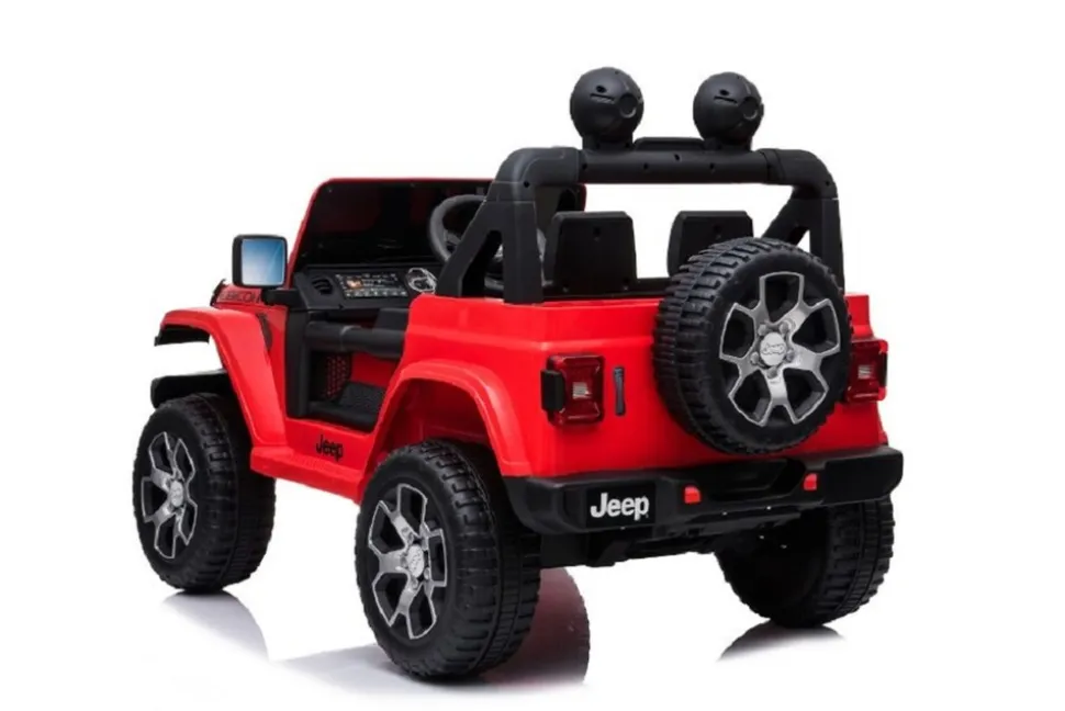 ES-Toys Kinder Elektroauto Jeep Wrangler Rubicon EVA Reifen Allrad lizenziert rot