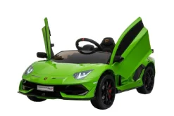 ES-Toys Kinder Elektroauto Lamborghini Aventador SVJ, Kunstledersitz, EVA-Reifen grün