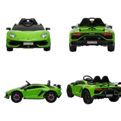 ES-Toys Kinder Elektroauto Lamborghini Aventador SVJ, Kunstledersitz, EVA-Reifen grün