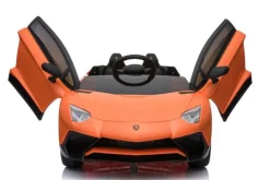 ES-Toys Kinder Elektroauto Lamborghini Aventador SV EVA-Reifen Kunstledersitz orange