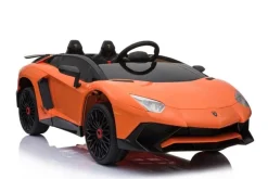 ES-Toys Kinder Elektroauto Lamborghini Aventador SV EVA-Reifen Kunstledersitz orange