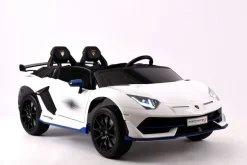 ES-Toys Kinder Elektroauto Lamborghini Aventador SVJ Xago EVA-Reifen Zweisitzer weiß