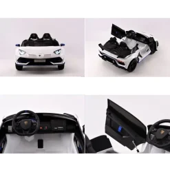 ES-Toys Kinder Elektroauto Lamborghini Aventador SVJ Xago EVA-Reifen Zweisitzer weiß