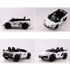 ES-Toys Kinder Elektroauto Lamborghini Aventador SVJ Xago EVA-Reifen Zweisitzer weiß