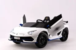 ES-Toys Kinder Elektroauto Lamborghini Aventador SVJ Xago EVA-Reifen Zweisitzer weiß