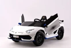ES-Toys Kinder Elektroauto Lamborghini Aventador SVJ Xago EVA-Reifen Zweisitzer weiß