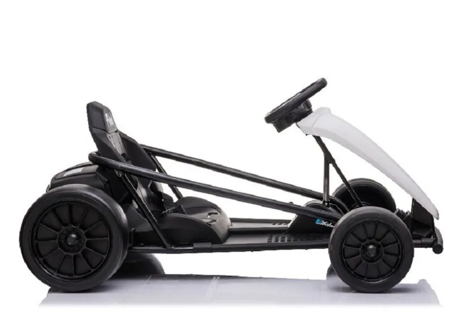 ES-Toys Kinder Elektro Gokart FXI1, weiß, E-Gokart mit Driftfunktion, 5-10km/h
