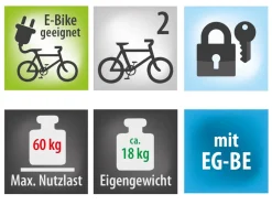 Eufab Fahrradträger POKER-F für 2 Fahrräder Fahrradheckträger für Anhängerkupplung