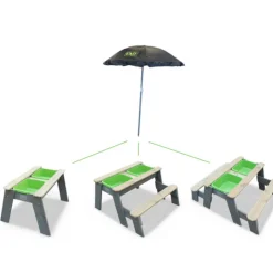 EXIT Aksent Sand- und Wassertisch mit Sonnenschirm und Gartenwerkzeugen