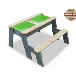 EXIT Aksent Sand,- Wasser- und Picknicktisch (1 Bank) mit Sonnenschirm und Gartenwerkzeugen