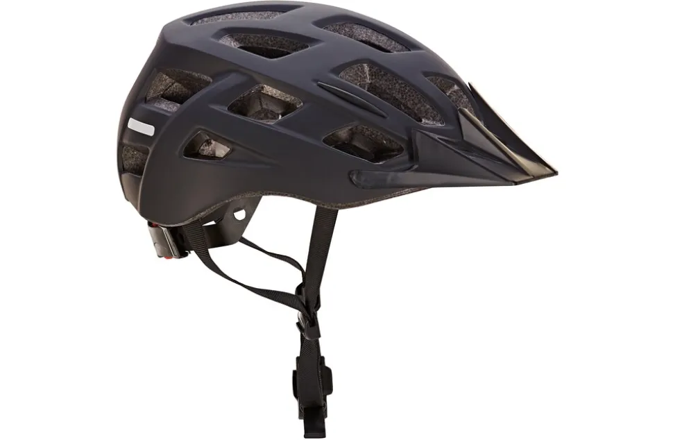 Fahrradhelm, stoßfeste Hartschaum-Innenschale,mit LED-Licht und Reflektionsstreifen, Größe: 55-58 cm, Farbe: schwarz