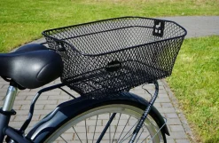 Fahrradkorb, engmaschiges Wabengitter, werkzeugfreie Gepäckträgermontage, PE-Kunststoffbeschichtet, Farbe: schwarz