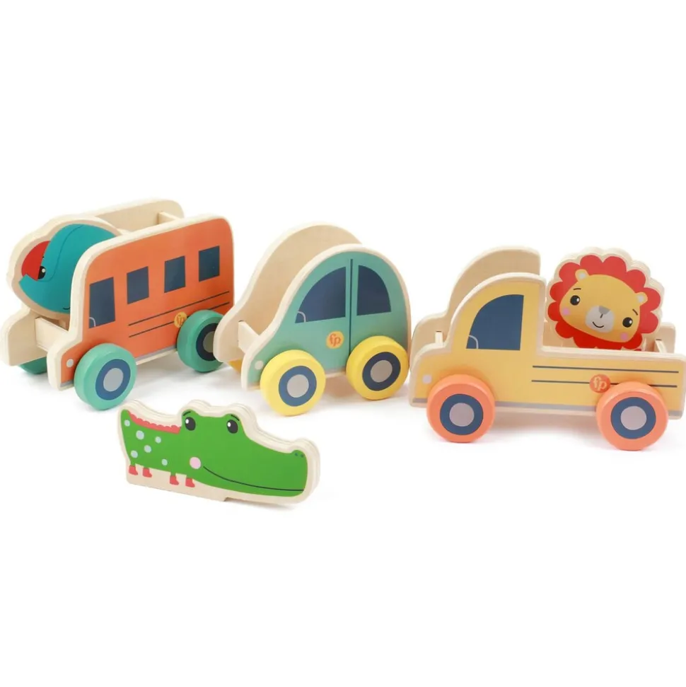 Fisher-Price - Holz-Fahrzeuge 3 Stück + Tiere Holzspielzeug Kleinkinder