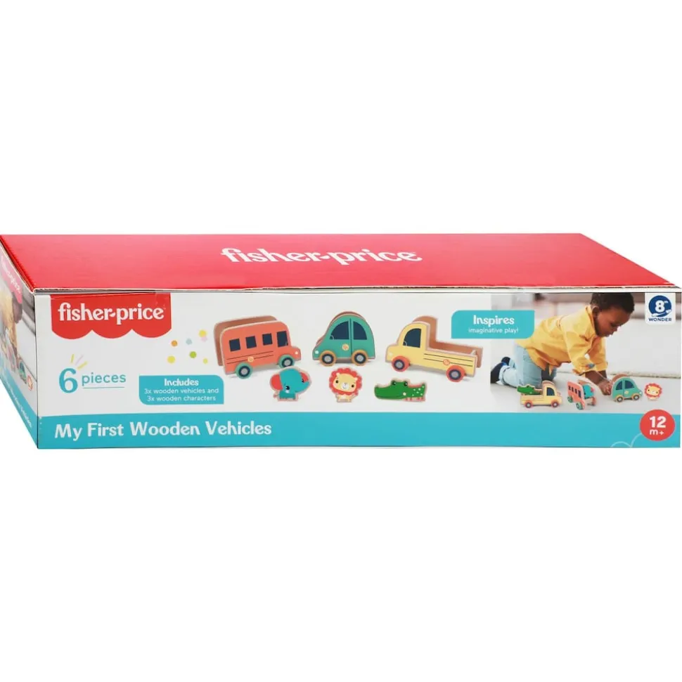 Fisher-Price - Holz-Fahrzeuge 3 Stück + Tiere Holzspielzeug Kleinkinder