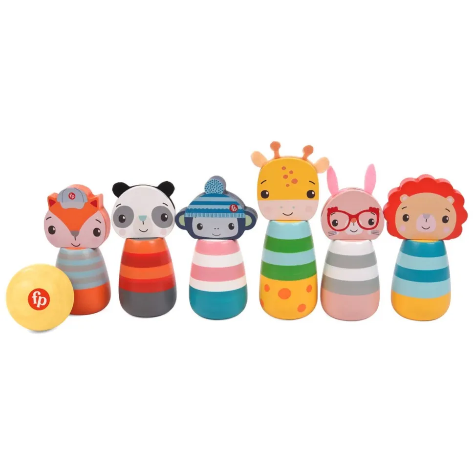 Fisher-Price - Holz-Tierkegel 6 Stück + Ball