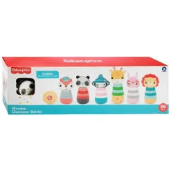 Fisher-Price - Holz-Tierkegel 6 Stück + Ball