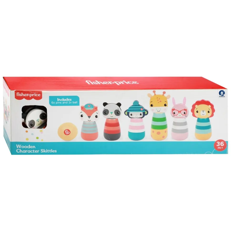Fisher-Price - Holz-Tierkegel 6 Stück + Ball
