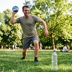 Flunkyball Ball 15cm dunkelblau weiß Outdoor Spielball Freizeit Zubehör Festival