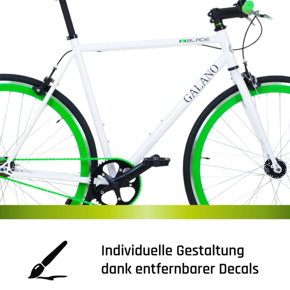 Galano Blade Fixie Fahrrad 28 Zoll Singlespeed 165 - 195 cm retro Urban Bike mit Flip Flop Nabe für Fixed Gear und Freilauf