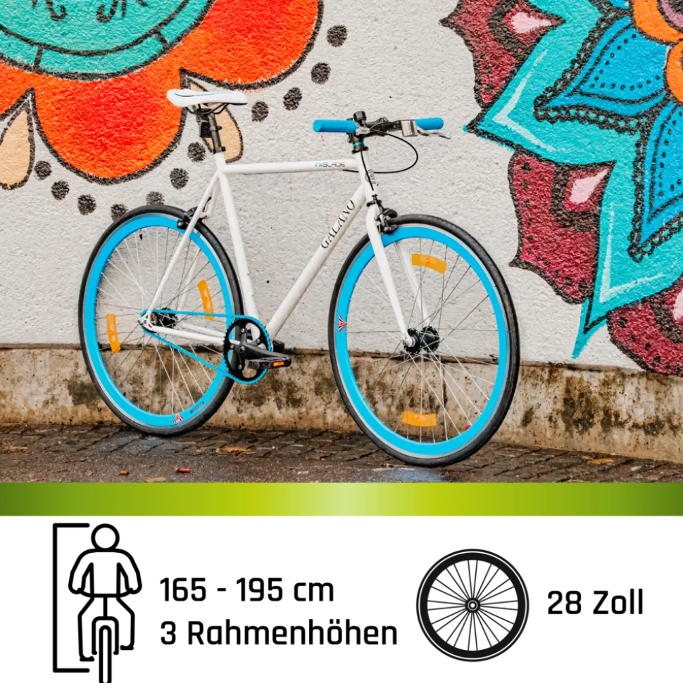 Galano Blade Fixie Fahrrad 28 Zoll Singlespeed 165 - 195 cm retro Urban Bike mit Flip Flop Nabe für Fixed Gear und Freilauf