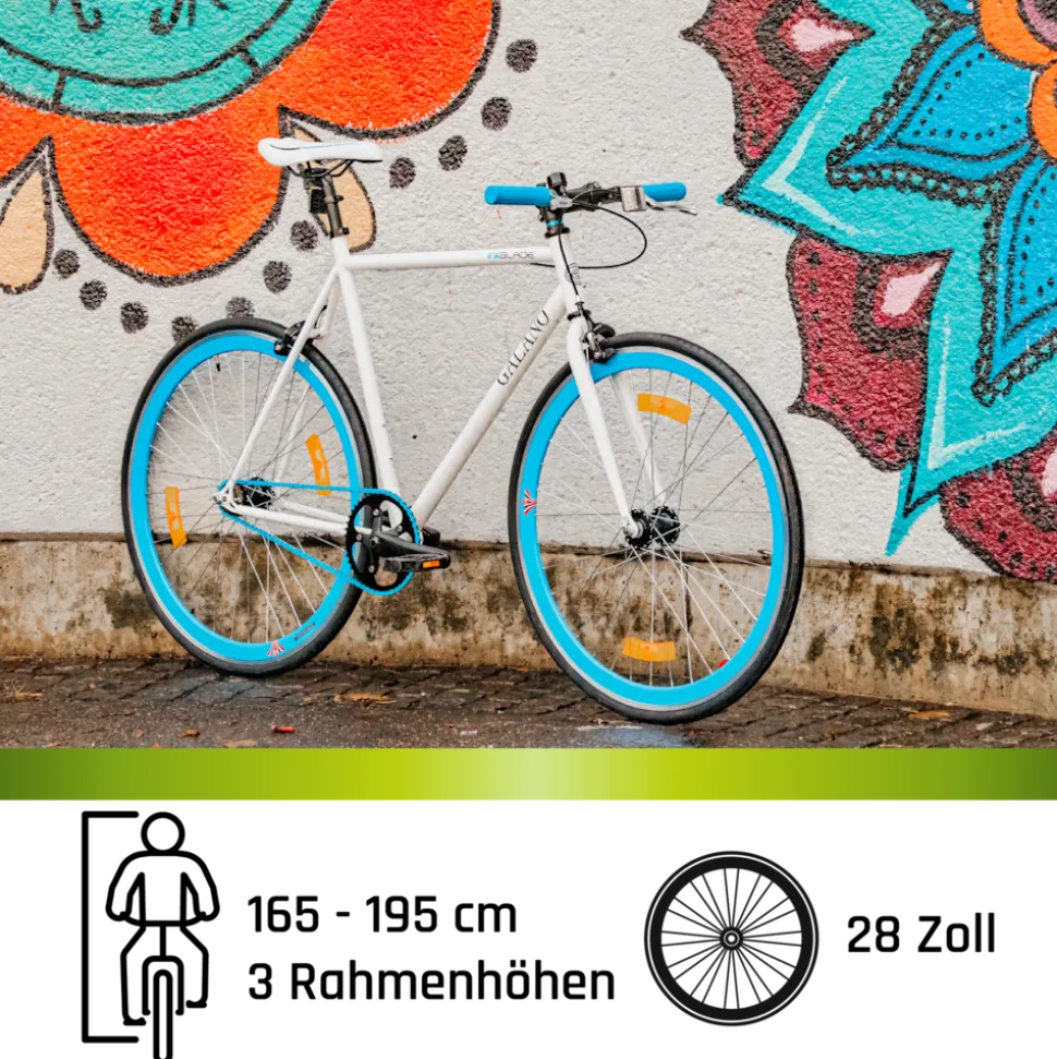 Galano Blade Fixie Fahrrad 28 Zoll Singlespeed 165 - 195 cm retro Urban Bike mit Flip Flop Nabe für Fixed Gear und Freilauf
