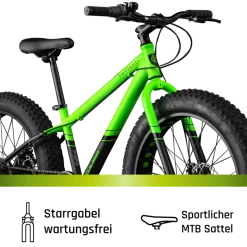 Galano Fatman 4.0 Jugendfahrrad ab 8 Jahre Jungen Mädchen 130 - 145 cm 24 Zoll Kinder Fahrrad Fatbike Mountainbike MTB Hardtail