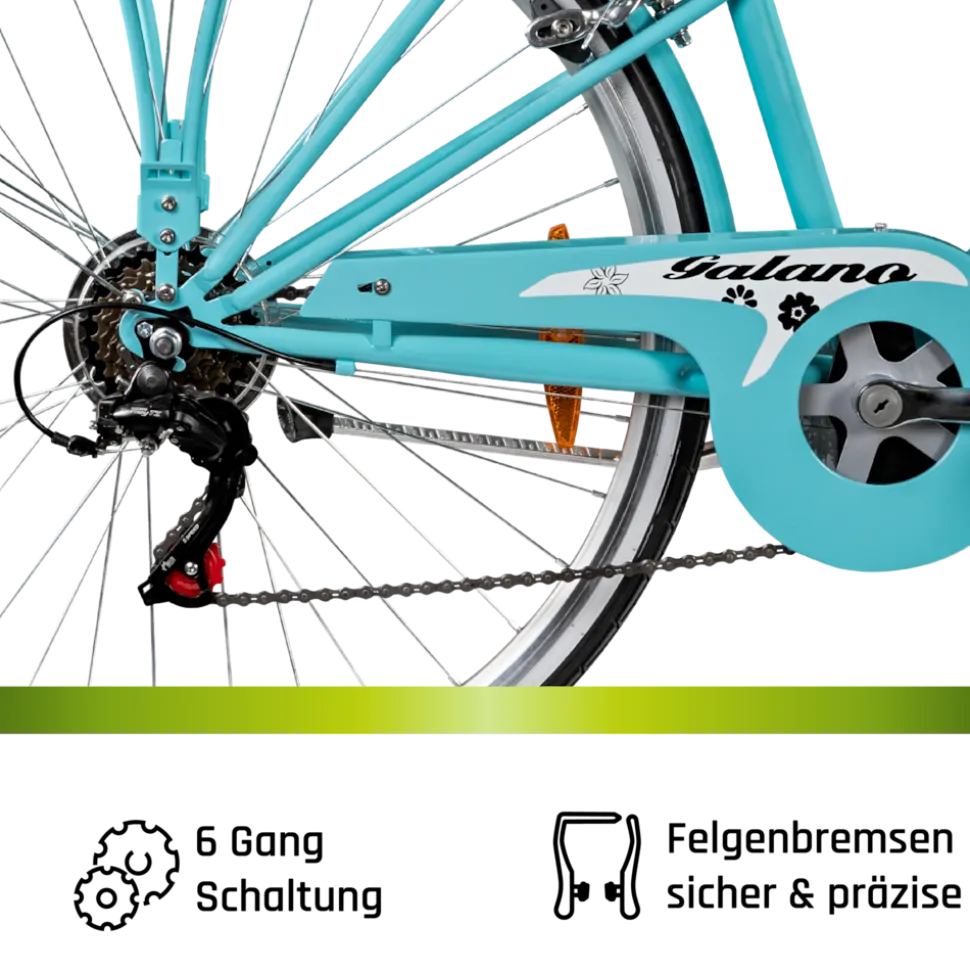 Galano Florenz Damenfahrrad 28 Zoll Stadtrad 155 - 185 cm Cityrad mit 6 Gängen retro Fahrrad Damen Cityfahrrad mit Felgenbremsen