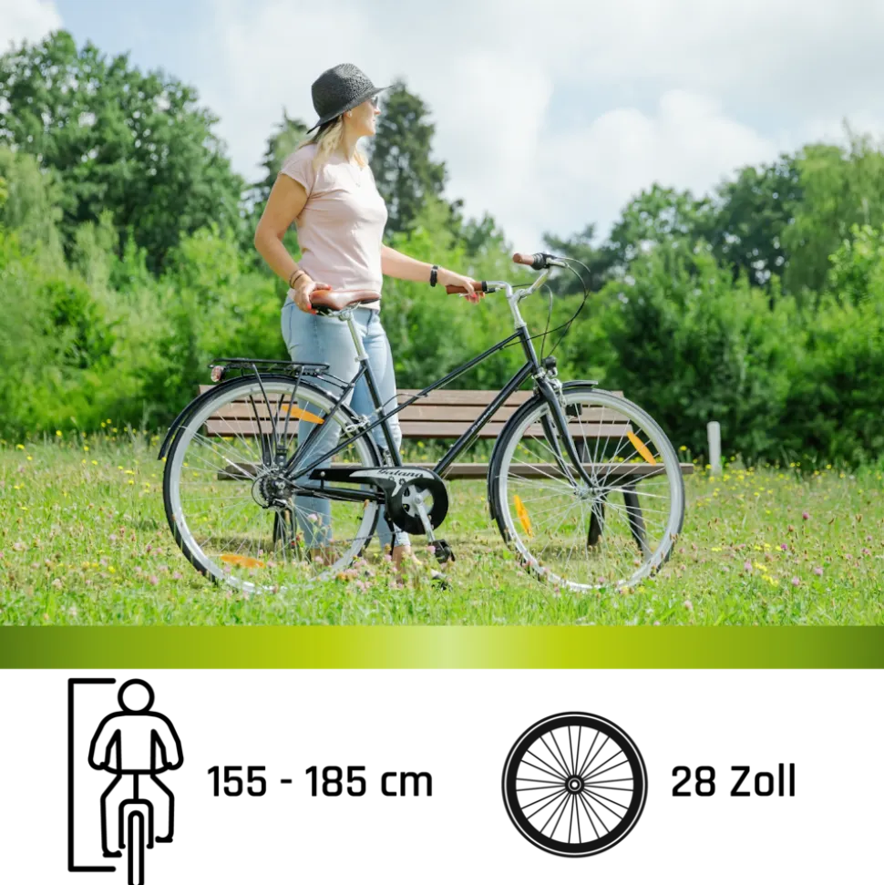 Galano Florenz Damenfahrrad 28 Zoll Stadtrad 155 - 185 cm Cityrad mit 6 Gängen retro Fahrrad Damen Cityfahrrad mit Felgenbremsen