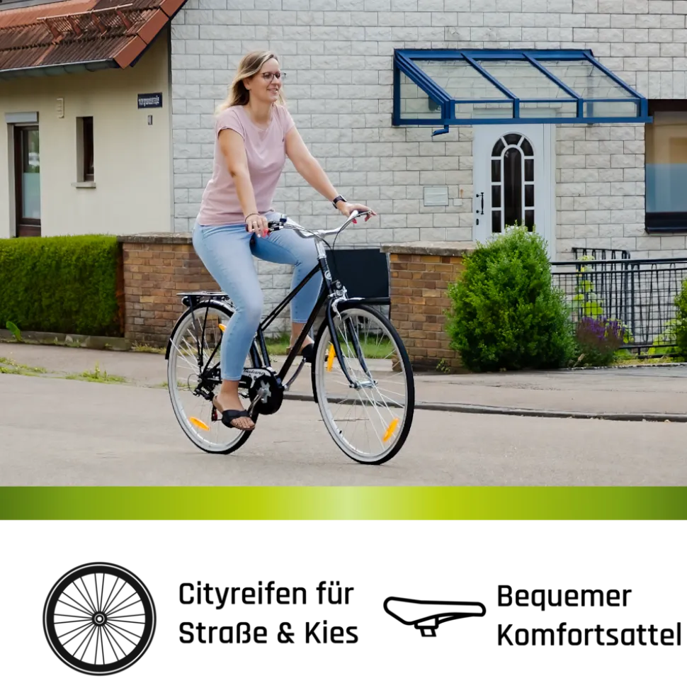 Galano Florenz Damenfahrrad 28 Zoll Stadtrad 155 - 185 cm Cityrad mit 6 Gängen retro Fahrrad Damen Cityfahrrad mit Felgenbremsen