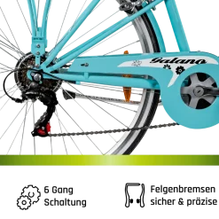 Galano Florenz Damenfahrrad 28 Zoll Stadtrad 155 - 185 cm Cityrad mit 6 Gängen retro Fahrrad Damen Cityfahrrad mit Felgenbremsen