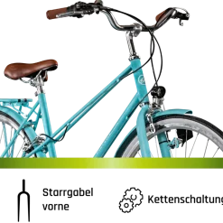 Galano Florenz Damenfahrrad 28 Zoll Stadtrad 155 - 185 cm Cityrad mit 6 Gängen retro Fahrrad Damen Cityfahrrad mit Felgenbremsen