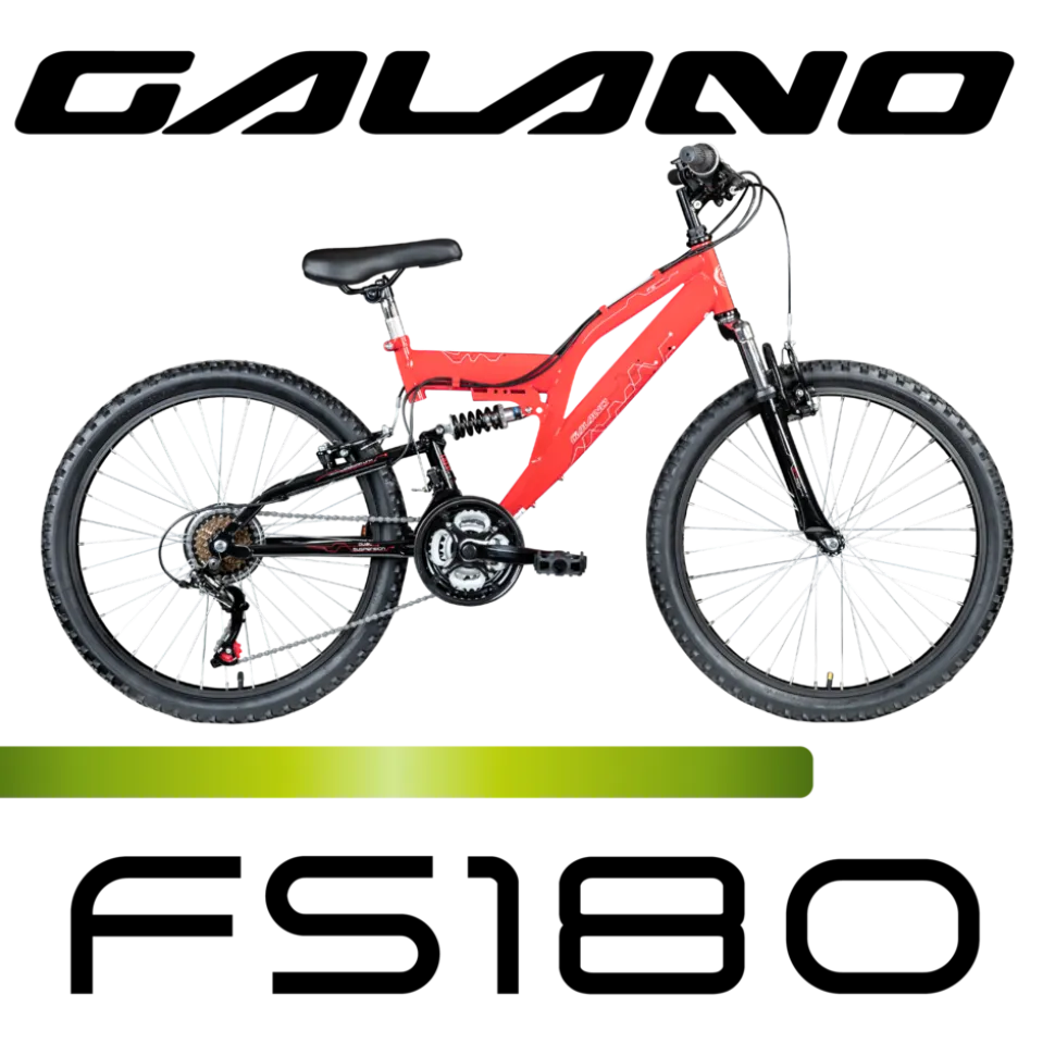 Galano FS180 Jugendfahrrad 24 Zoll Mountainbike 130 - 145 cm 18 Gänge Mädchen Jungen Fahrrad ab 8 Jahre MTB Fully Jugendrad V-Brakes