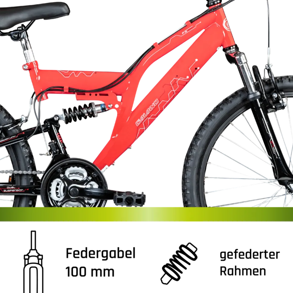 Galano FS180 Jugendfahrrad 24 Zoll Mountainbike 130 - 145 cm 18 Gänge Mädchen Jungen Fahrrad ab 8 Jahre MTB Fully Jugendrad V-Brakes