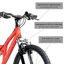 Galano FS180 Jugendfahrrad 24 Zoll Mountainbike 130 - 145 cm 18 Gänge Mädchen Jungen Fahrrad ab 8 Jahre MTB Fully Jugendrad V-Brakes