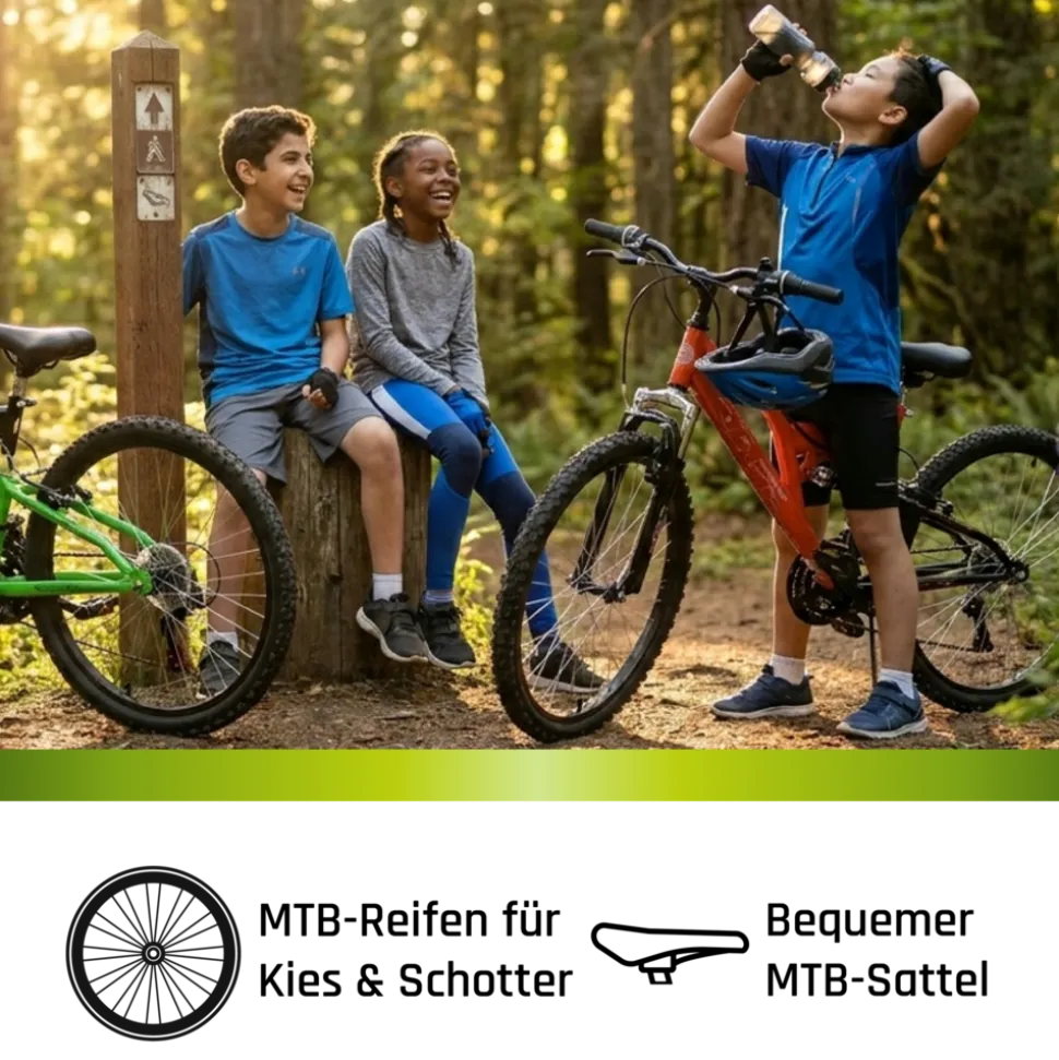 Galano FS180 Jugendfahrrad 24 Zoll Mountainbike 130 - 145 cm 18 Gänge Mädchen Jungen Fahrrad ab 8 Jahre MTB Fully Jugendrad V-Brakes
