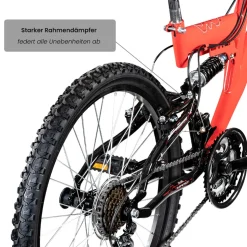 Galano FS180 Jugendfahrrad 24 Zoll Mountainbike 130 - 145 cm 18 Gänge Mädchen Jungen Fahrrad ab 8 Jahre MTB Fully Jugendrad V-Brakes