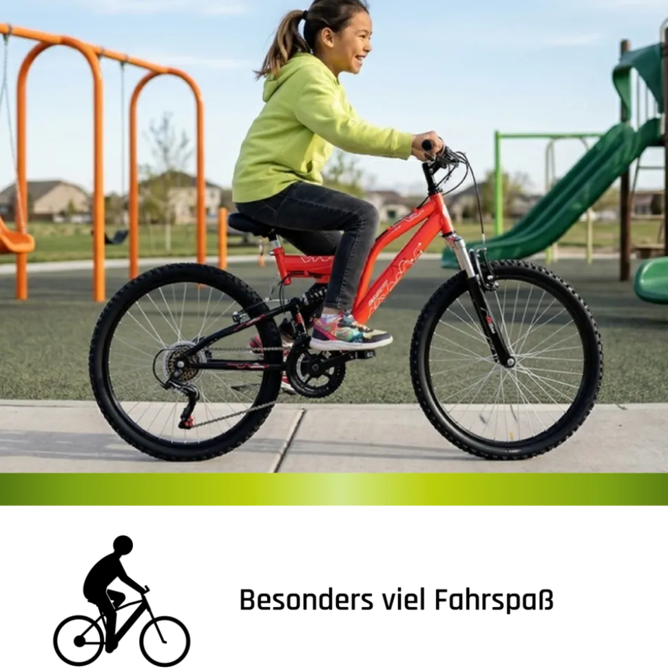 Galano FS180 Jugendfahrrad 24 Zoll Mountainbike 130 - 145 cm 18 Gänge Mädchen Jungen Fahrrad ab 8 Jahre MTB Fully Jugendrad V-Brakes