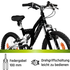 Galano FS180 Kinderfahrrad ab 6 Jahre 120-135cm Mädchen Jungen Fahrrad 20 Zoll 6 Gang Mountainbike Fully mit V-Brakes MTB