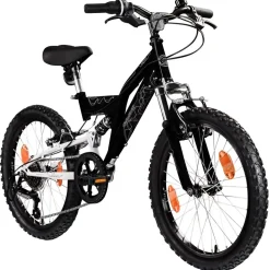 Galano FS180 Kinderfahrrad ab 6 Jahre 120-135cm Mädchen Jungen Fahrrad 20 Zoll 6 Gang Mountainbike Fully mit V-Brakes MTB