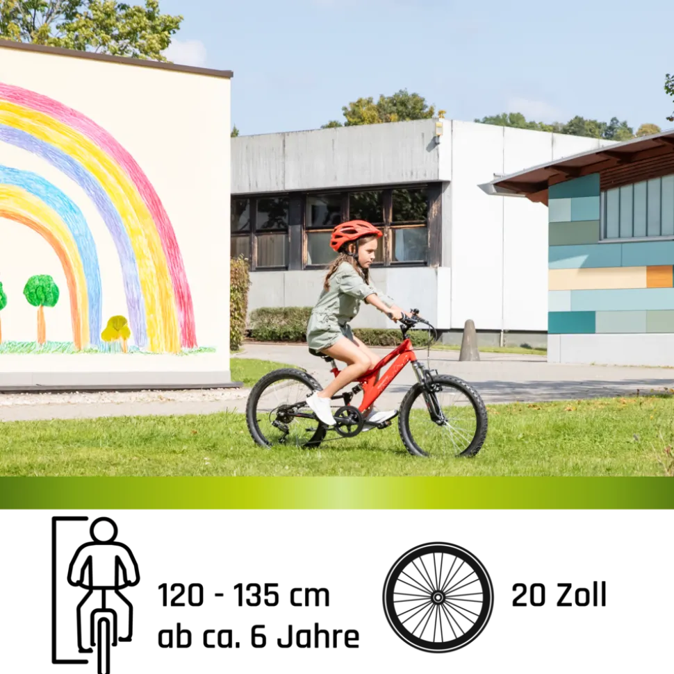 Galano FS180 Kinderfahrrad ab 6 Jahre 120-135cm Mädchen Jungen Fahrrad 20 Zoll 6 Gang Mountainbike Fully mit V-Brakes MTB