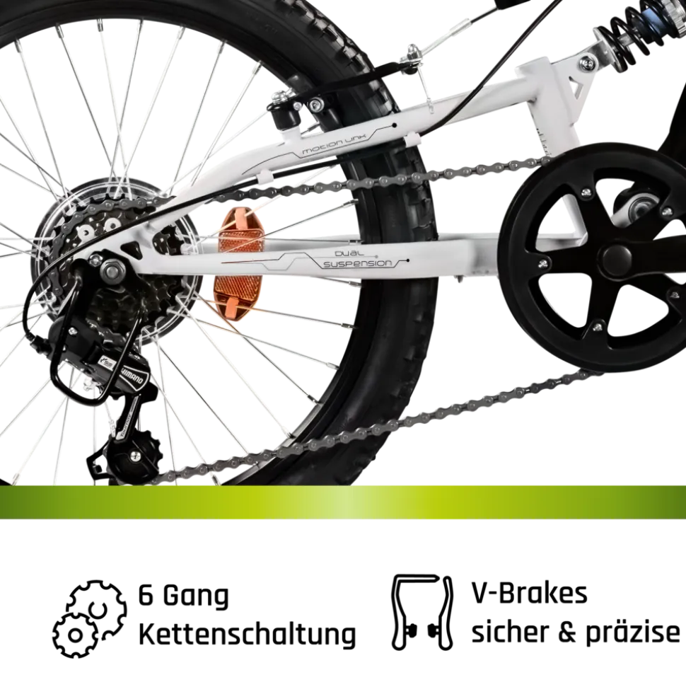 Galano FS180 Kinderfahrrad ab 6 Jahre 120-135cm Mädchen Jungen Fahrrad 20 Zoll 6 Gang Mountainbike Fully mit V-Brakes MTB