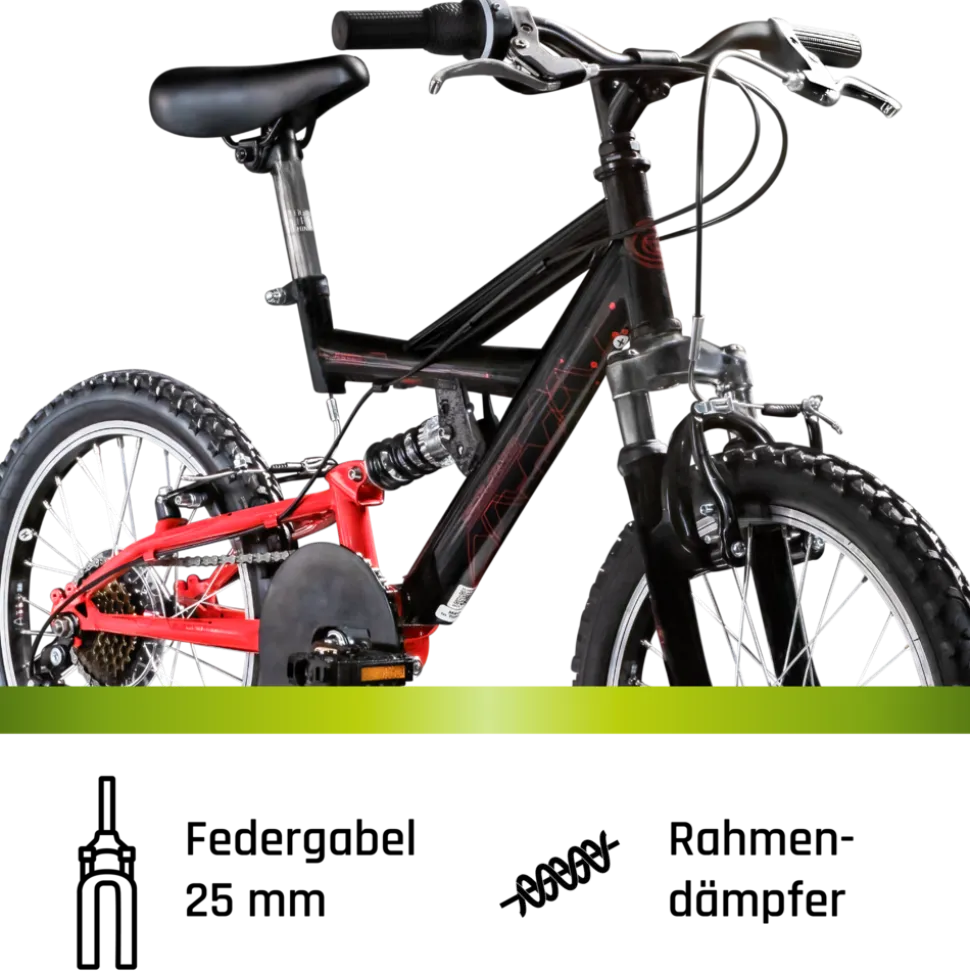 Galano FS180 Kinderfahrrad 6 Gang 18 Zoll ab 6 Jahre 115 - 130 cm Mountainbike Fully für Jungen und Mädchen MTB Fahrrad Fullybike