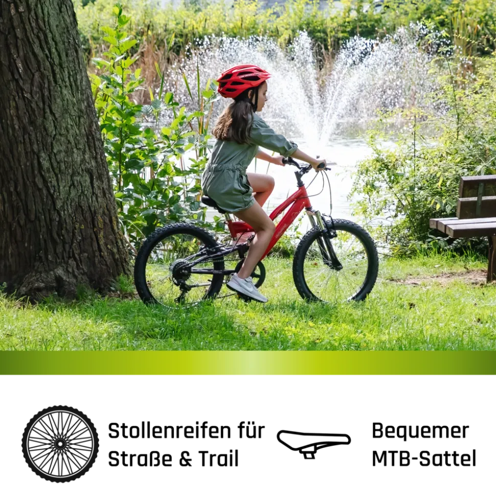 Galano FS180 Kinderfahrrad 6 Gang 18 Zoll ab 6 Jahre 115 - 130 cm Mountainbike Fully für Jungen und Mädchen MTB Fahrrad Fullybike