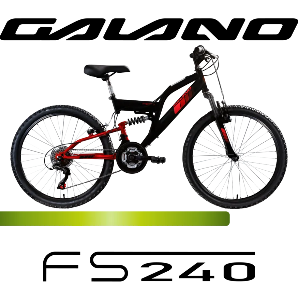 Galano FS240 Mountainbike Kinderfahrrad 24 Zoll Fahrrad 130 - 145 cm Fully ab 8 mit 18 Gängen Jugendfahrrad MTB
