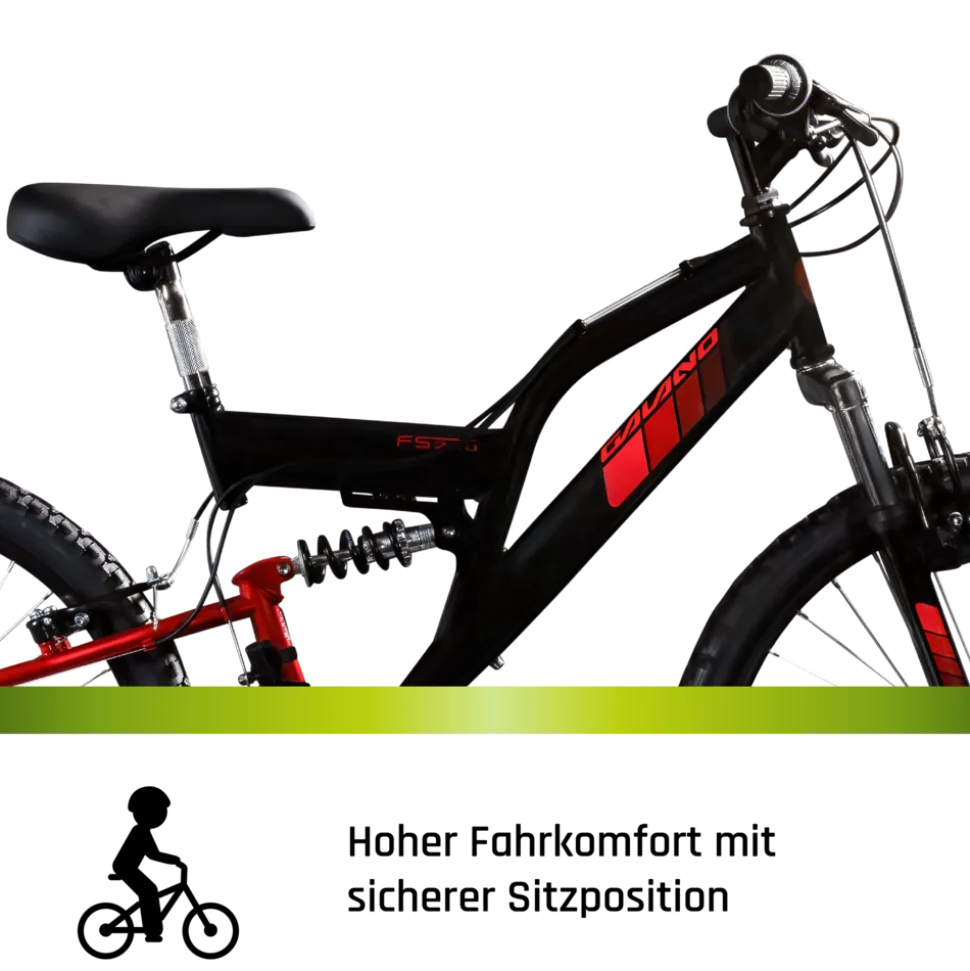 Galano FS240 Mountainbike Kinderfahrrad 24 Zoll Fahrrad 130 - 145 cm Fully ab 8 mit 18 Gängen Jugendfahrrad MTB