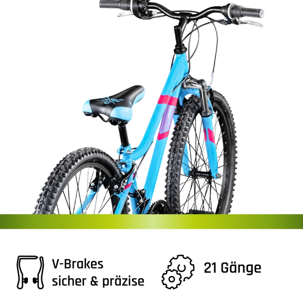 Galano GA20 Jugendfahrrad 24 Zoll Mountainbike 130 - 145 cm 21 Gänge Mädchen Jungen Fahrrad ab 8 Jahre MTB Hardtail Jugendrad V-Brakes