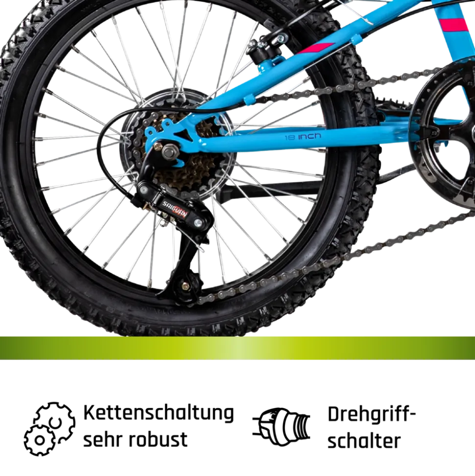 Galano GA20 Kinderfahrrad 18 Zoll 115 - 130 cm Mädchen Jungen Fahrrad ab 5 Jahre Mountainbike 7 Gänge MTB Hardtail Kinder Fahrrad